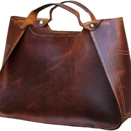 Full Grain Leather Travel Handbag with Multiple Compartments