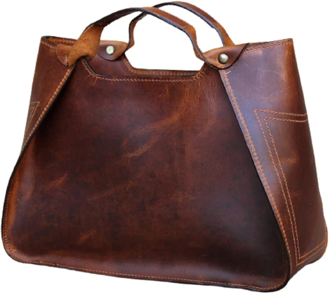 Full Grain Leather Travel Handbag with Multiple Compartments