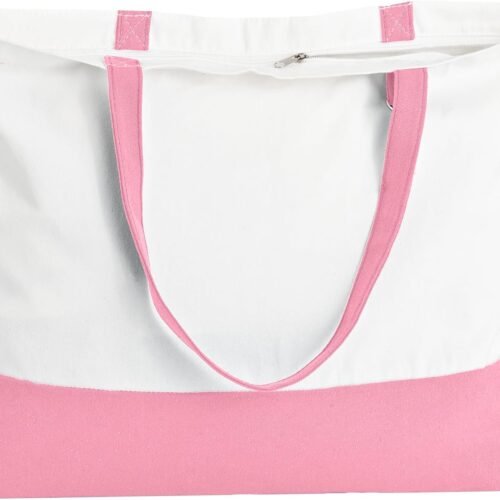 Zippered Canvas Tote Bag with Inner Pocket