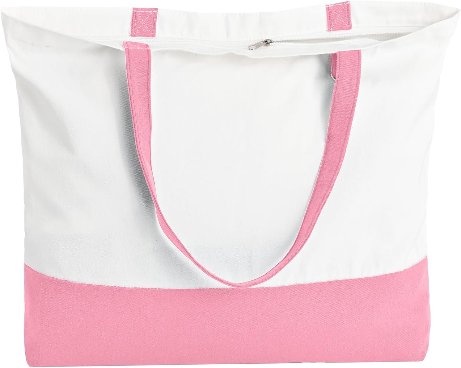Zippered Canvas Tote Bag with Inner Pocket