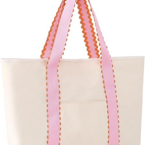 Cotton Canvas Tote Bag with Decorative Trim