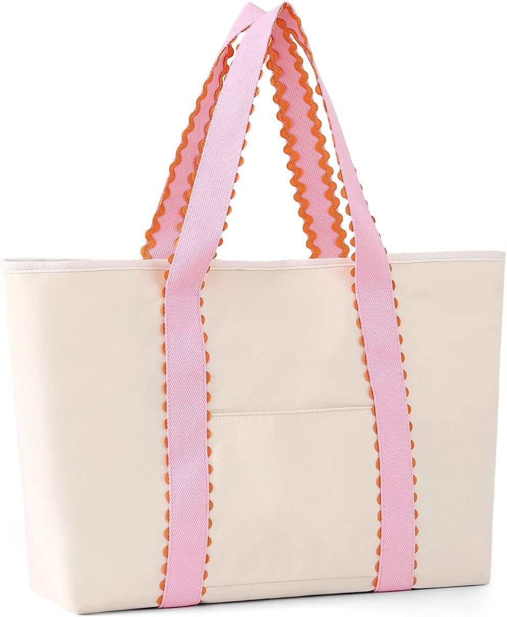 Cotton Canvas Tote Bag with Decorative Trim