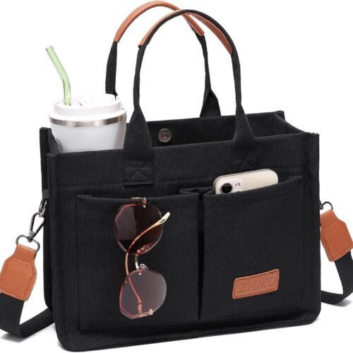 Multi Pocket Canvas Tote Bag for Work and Travel