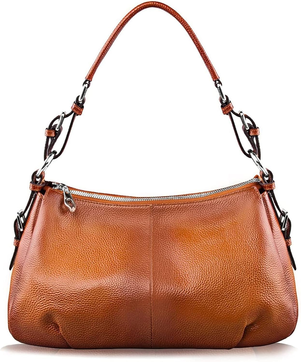 Oil Wax Pebbled Leather Travel Handbag