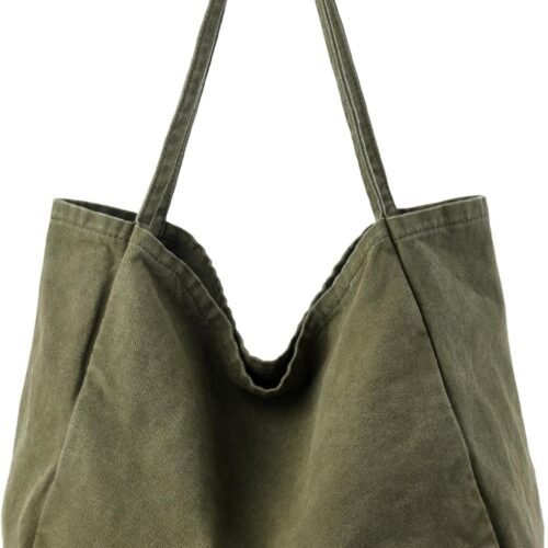 Large Canvas Shoulder Bag with Roomy Main Compartment