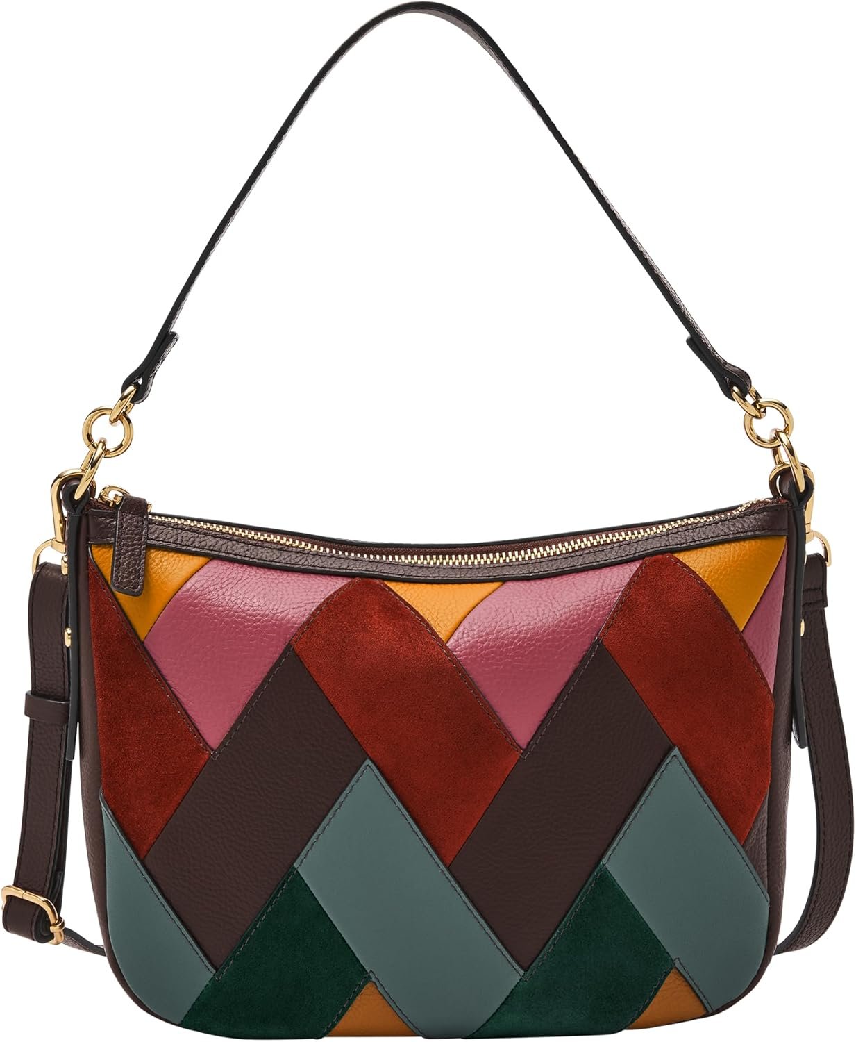 Leather Patchwork Crossbody Travel Handbag