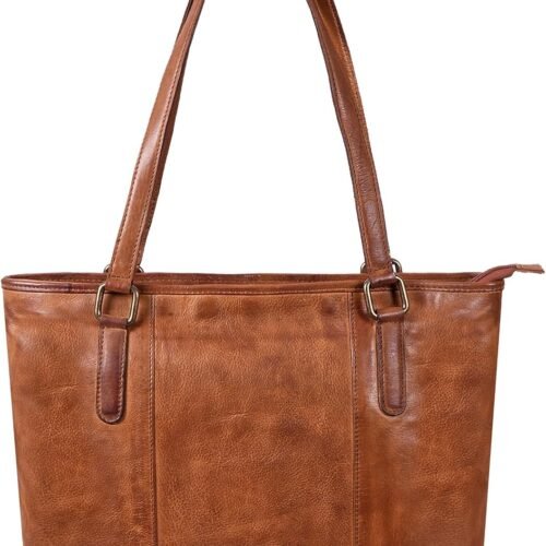 Genuine Leather Travel Handbag with Sunglass Holder