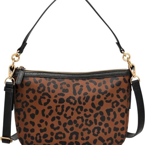 Coated Canvas Crossbody Travel Handbag with Shoulder Strap
